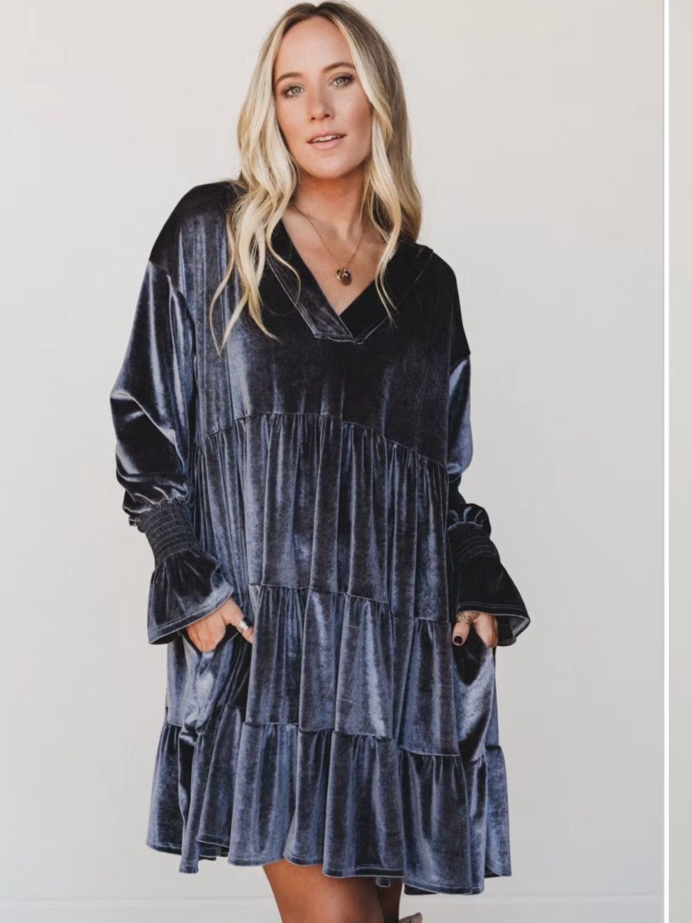 Three Bird Nest The Maddie Velvet Dress Charcoal Gray Womens XL
